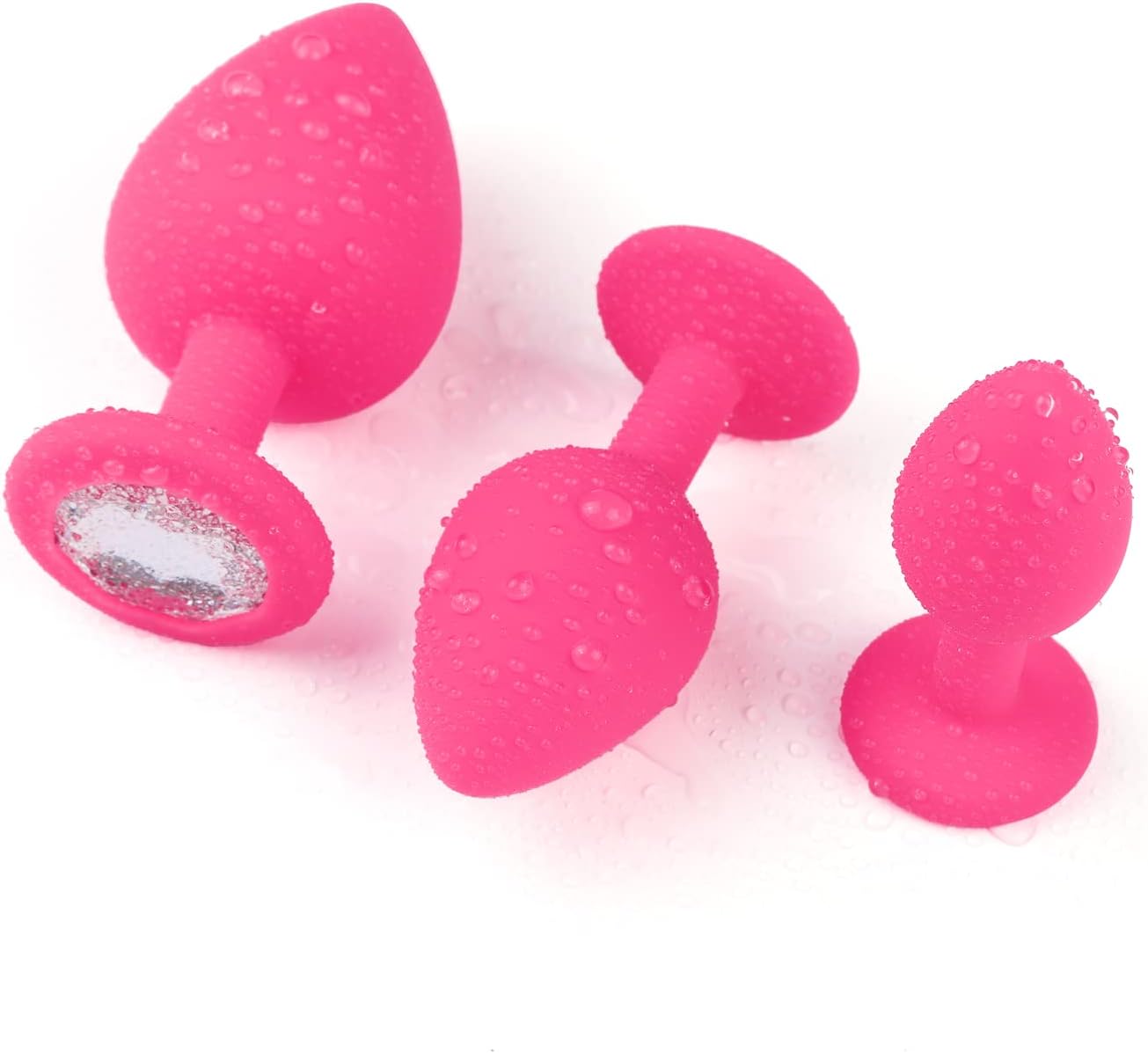 Click to play video Lock Love Silicone Round Design Plug Butt Plug 3PCS Set Bead Set Silicone Plug Set (Pink)(Black)